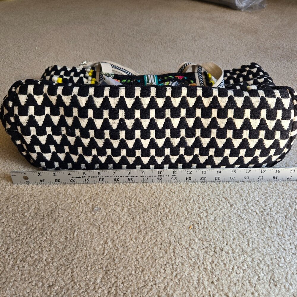 NWT America & Beyond Embellished Beaded Embroidered Tote--Midnight Butterflies - Picture 9 of 10